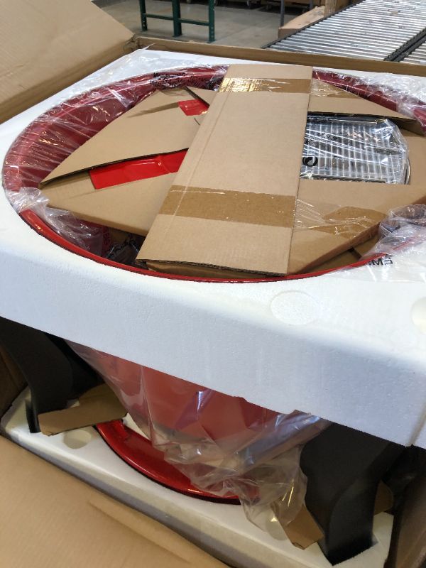 Photo 1 of Kamado Joe Kettle Joe 22-inch Kettle Charcoal Grill with Hinged Lit, Cart, Side Shelves and SloRoller Hyperbolic Slow Smoker Chamber in Red, Model KJ15040320