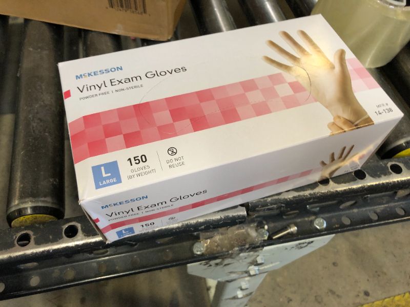 Photo 1 of McKesson Vinyl Exam Glove Standard Cuff Length LARGE 150 per Box