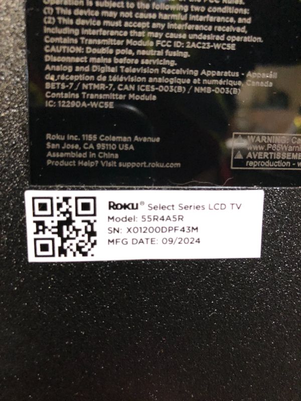 Photo 1 of Roku Smart TV – 55-Inch Select Series 4K HDR RokuTV with Roku Enhanced Voice Remote, Brilliant 4K Picture, Automatic Brightness, & Seamless Streaming – Live Local News, Sports, Family Entertainment