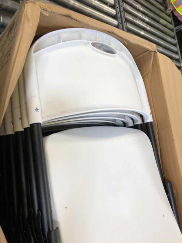 Photo 1 of Amazon Basics Sturdy Foldable Plastic Chair, Portable, 350-Pound Capacity, White, 6-Pack