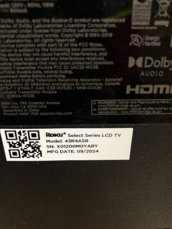 Photo 1 of Roku Smart TV – 43-Inch Select Series 4K HDR RokuTV with Roku Enhanced Voice Remote, Brilliant 4K Picture, Automatic Brightness, & Seamless Streaming – Live Local News, Sports, Family Entertainment