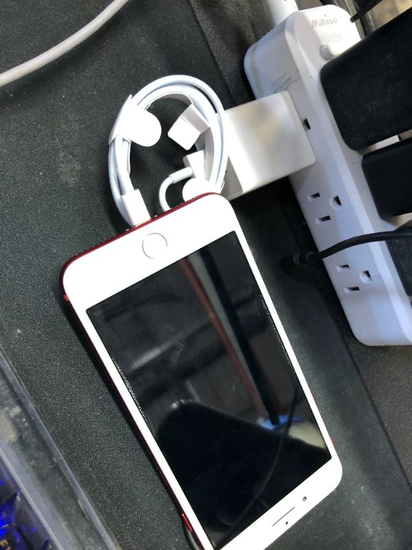 Photo 1 of Iphone 9 (Product)Red, with charger cable and charging brick/block. For parts only.