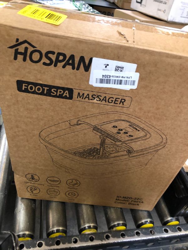 Photo 1 of HOSPAN Collapsible Foot Spa with Heat, Bubble, Red Light, and Temperature Control, Foot Bath Massager with 8 Shiatsu Massage Rollers, Pedicure Foot Spa for Relaxation and Stress Relief, Black