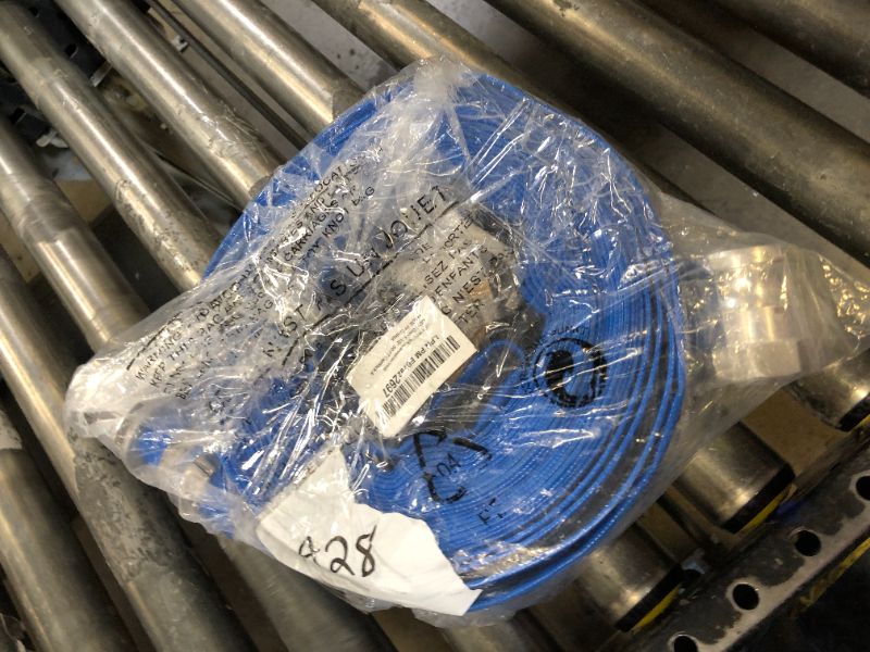 Photo 1 of 1-1/2" x 50ft PVC Lay Flat Discharge Hose With Aluminum Camlock C & E Fittings, Cam Lock Fitting Type A included, Pump Backwash Hose Assembly