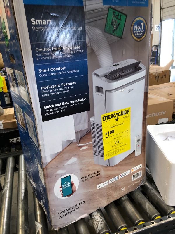 Photo 1 of Midea 12,000 BTU ASHRAE (8,000 BTU SACC) Portable Air Conditioner, Cools up to 350 Sq.Ft., with Dehumidifier & Fan mode, Control with Remote, Amazon Alexa & Google Assistant, Easy-to-use and Install
