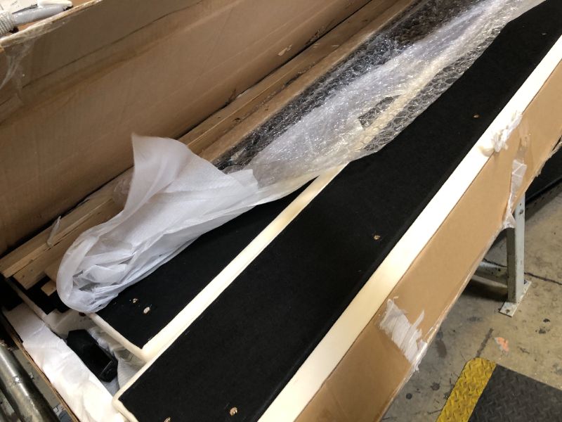 Photo 1 of Merax Modern Upholstered Platform Bed with Headboard King Size, Velvet Floor Bed Frame with Wood Slat Support, No Box Spring Needed, White