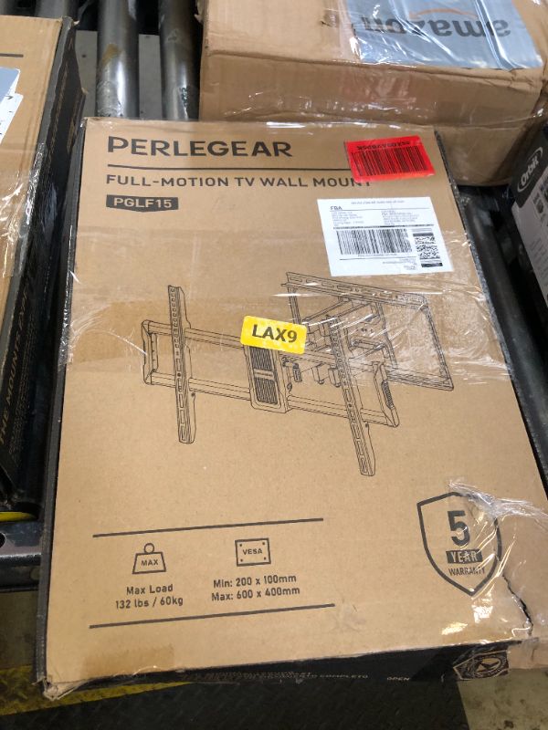 Photo 1 of Perlegear UL-Listed Full Motion TV Wall Mount for 40–86 Inch Flat Curved TVs up to 132 lbs, 12?/16? Wood Studs, TV Mount Bracket with Tool-Free Tilt, Swivel, Extension, Max VESA 600 x 400mm, PGLF15