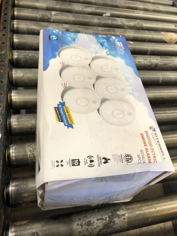 Photo 1 of Siterwell  Detector, Hardwired Interconnected Smoke Detector, Photoelectric Smoke Alarm with 9V Backup Battery, Fire Alarm with Test/Silence Button, ETL-9th Listed, GS562A, 6 Packs