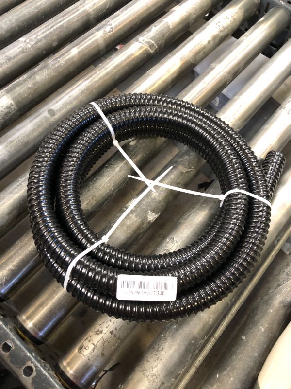 Photo 1 of 1 Inch Pond Tubing – 10ft Flexible PVC Corrugated Pond Hose with 2 Stainless Steel Hose Clamps, Kink-Proof Black Plastic Pump Tubing for Garden Ponds, Waterfalls, Filters & Drainage