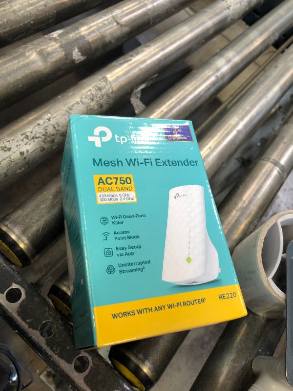Photo 1 of TP-Link WiFi Extender with Ethernet Port, Dual Band 5GHz/2.4GHz , Up to 44% More Bandwidth than Single Band, Covers Up to 1200 Sq.ft and 30 Devices, Signal Booster Amplifier Supports OneMesh(RE220)
