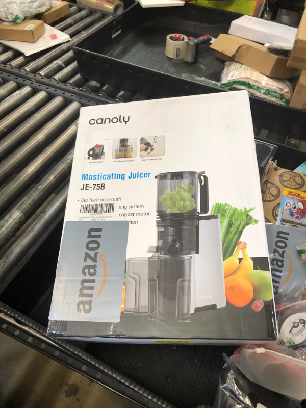 Photo 1 of Cold Press Juicer, 5.8" Wide Feed Chute Juice Extractor Machine with 400W, High Juice Yield, Slow Masticating Juicer for Whole Vegetables & Fruits, Metallic Silver