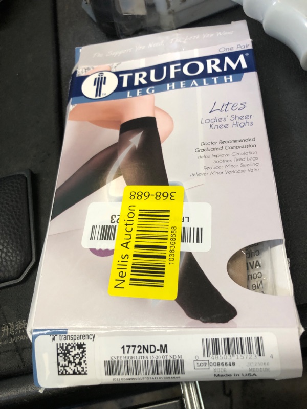 Photo 1 of Truform Sheer Compression Stockings, 15-20 mmHg, Women's Knee High Length, Open Toe, 20 Denier, Medium