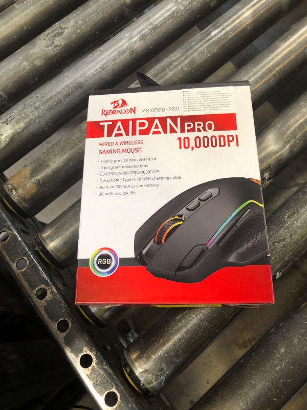 Photo 1 of Redragon M810 Pro Wireless Gaming Mouse, 10000 DPI Wired/Wireless Gamer Mouse w/Rapid Fire Key, 8 Macro Buttons, 45-Hour Reliable Power Capacity and RGB Backlit for PC/Mac/Laptop