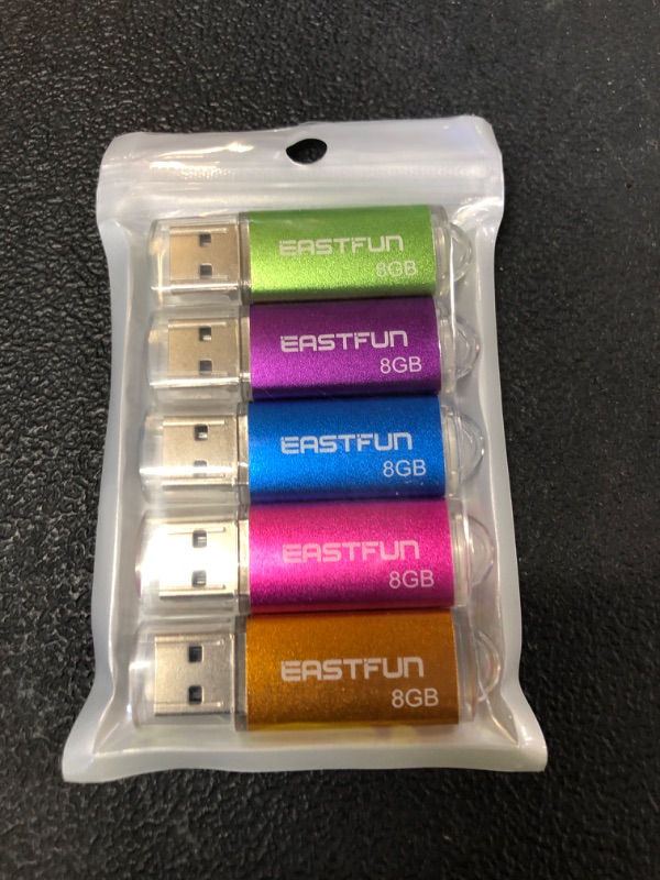 Photo 1 of EASTFUN 5Pcs 8GB USB Flash Drive USB 2.0 Flash Memory Stick Thumb Stick Pen(Five Mixed Colors: Blue Purple Rose Green Gold)