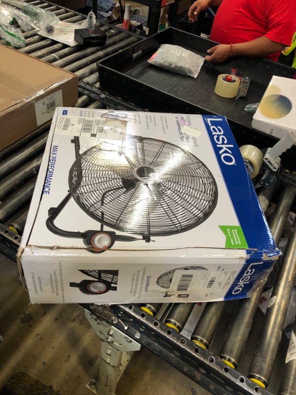 Photo 1 of Lasko 20" Black High Velocity Wall Mount Fan with Pivoting Head - 3 Speeds, Ideal Wall Mount Fan or Floor Fans for Home, Garage, Attic, 2264QM