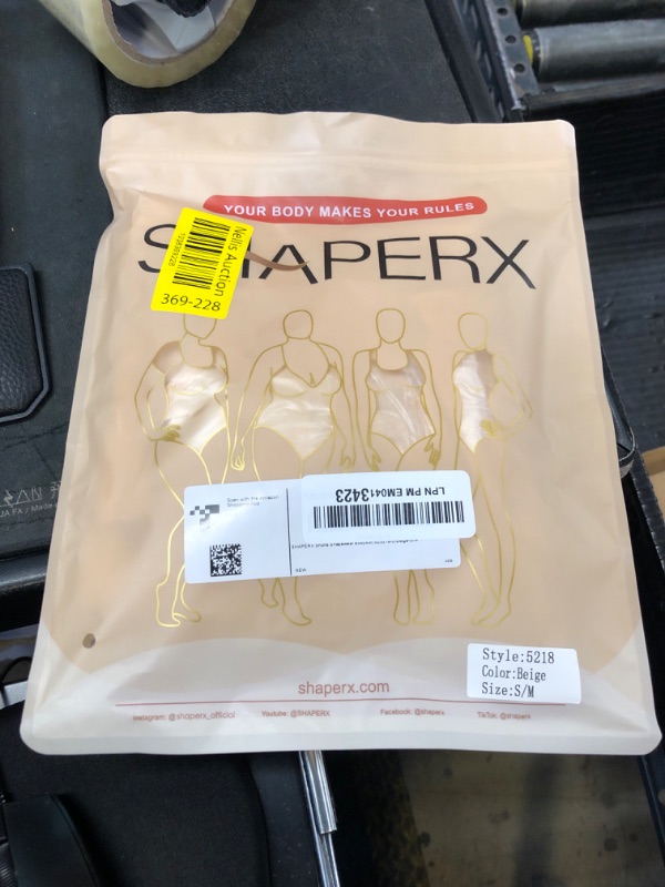Photo 1 of SHAPERX Shapewear for Women Tummy Control Bodysuit Mid Thigh Butt Lifter Body Shaper Shorts?SZ5218-2-Beige-S/M