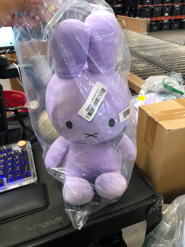Photo 1 of KIDS PREFERRED Miffy Plush Toy, 14 Inch Sitting Dutch Bunny Plush by Dick Bruna, Soft Boa Rabbit Bunny Stuffed Animal Plushie Doll for Girls and Boys - Purple