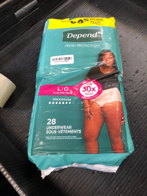 Photo 1 of Depend Fresh Protection Adult Incontinence & Postpartum Bladder Leak Underwear for Women, Disposable, Maximum, Large, Blush, 28 Count, Packaging May Vary
