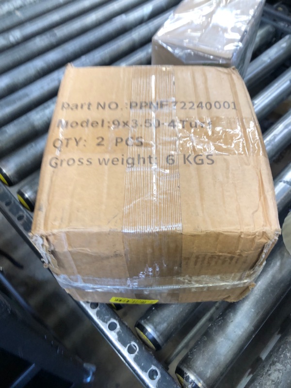 Photo 1 of 2Pcs 9x3.50-4 "Flat Free Tire, Lawn Mower Tire, with 3.5" Centered Hub, 3/4”& 5/8” Bearings, 2/5"& 1/5" Metal Spacers, 3.5"-4"-4.5"-5" Centered Hub, Smooth Tread Tire for Zero Turn Mowers