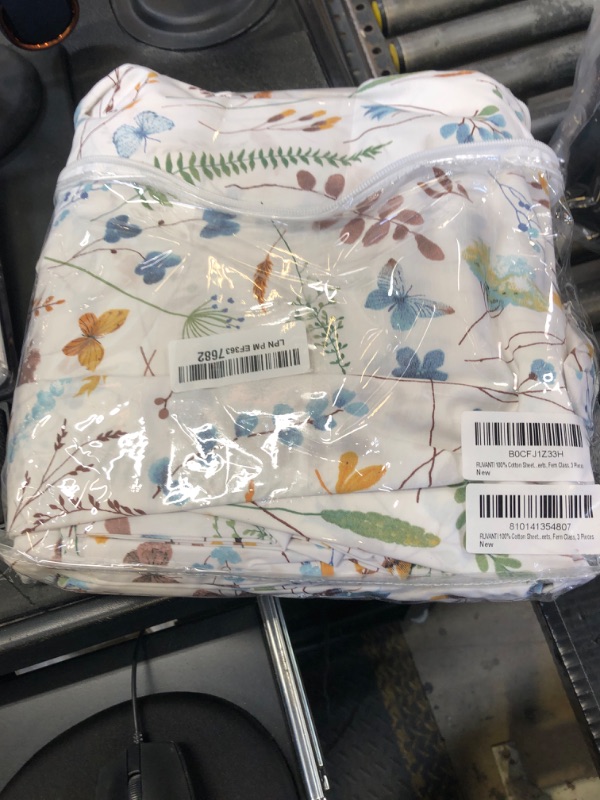Photo 1 of RUVANTI 100% Cotton Twin Sheets Set, 3 Pieces, Soft & Breathable Percale Weave Bedding, Deep Pocket 16", Hotel Standard, Crisp Cool Feel, Durable, Perfect Floral Bed Sheet, Fern Class