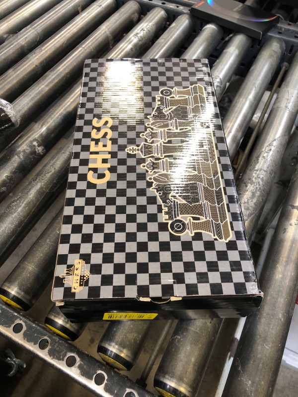 Photo 1 of Large Vintage Metal Chess Set for Adults and Kids – Marbling Chess Board with Metal Chess Pieces 15" Travel Chess Set with Metal Chessmen – Collectible Elegant Chess Game – Family Vintage Board Game