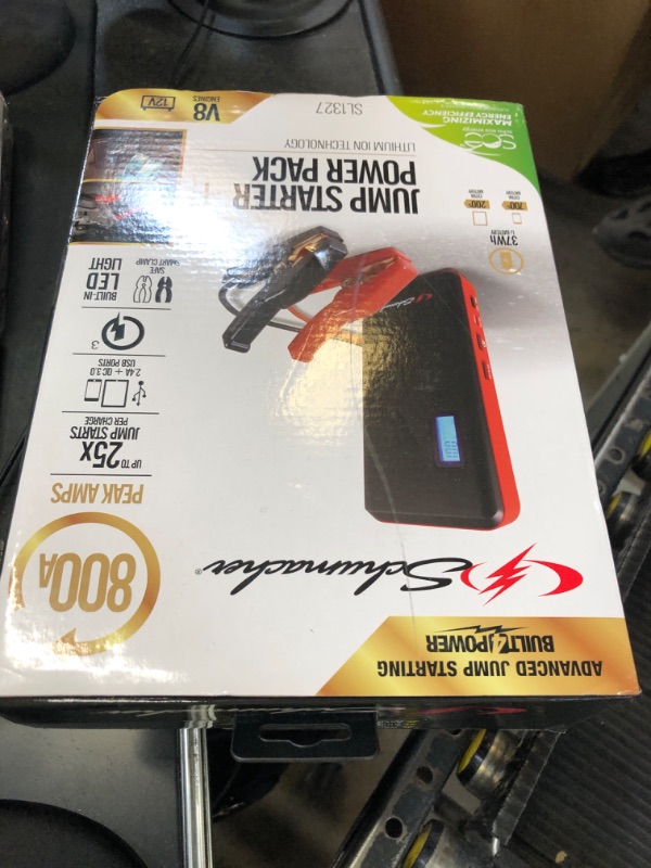 Photo 1 of Schumacher SL1327 800 Amp 12V Rechargeable Lithium Jump Starter Starts 8.0L - Gas - 6.0L - Diesel vehicles USB Power for Charging Phones/Tablets Auto Pre-Boost for Ultimate Cold Temp Starting