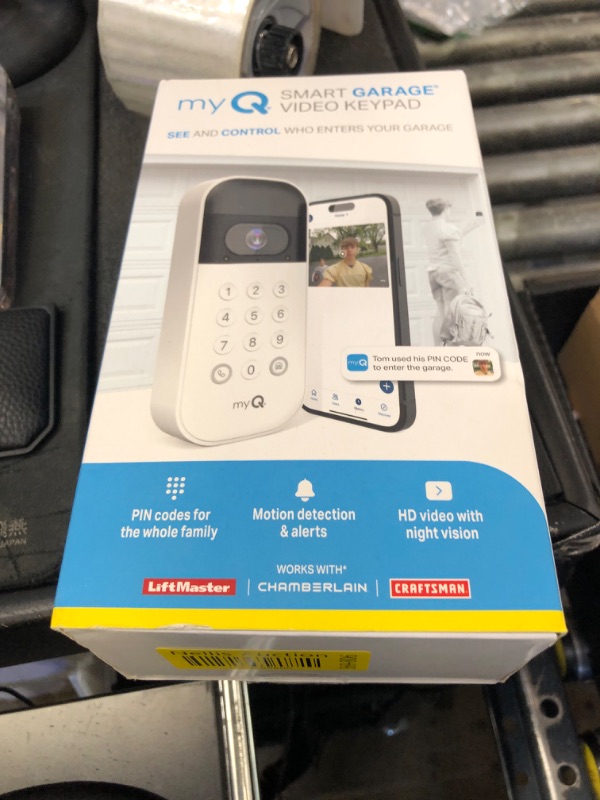 Photo 1 of myQ Smart Garage Door Video Keypad with Wide-Angle Camera,Customizable PIN Codes,and Smartphone Control–Take Charge of Your Garage Access Works with Chamberlain, LiftMaster and Craftsman openers,White