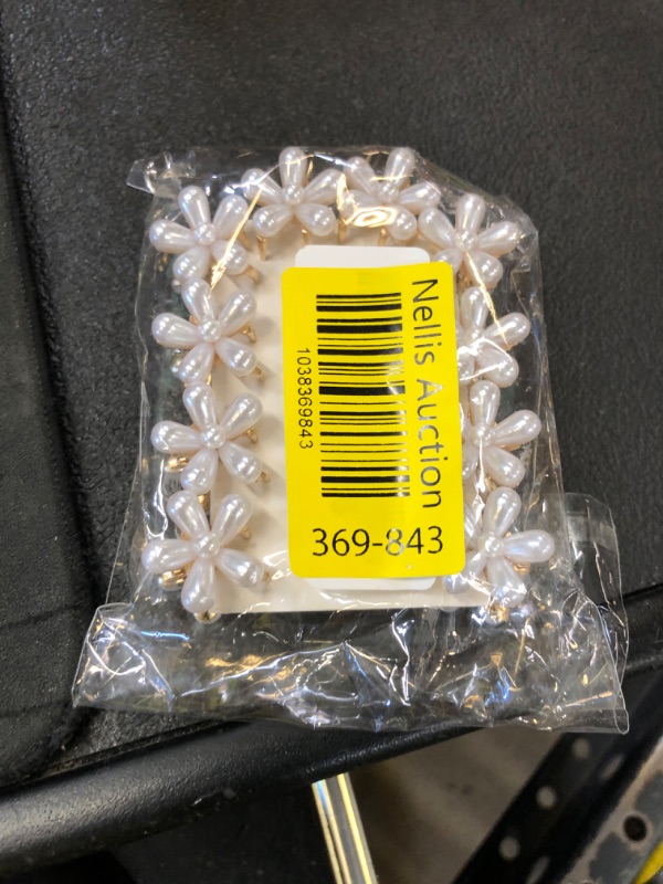 Photo 1 of 10 Pcs Small Mini Pearl Claw Clips with Flower Design, Sweet Artificial Bangs Clips Decorative Hair Accessories for Women Girls