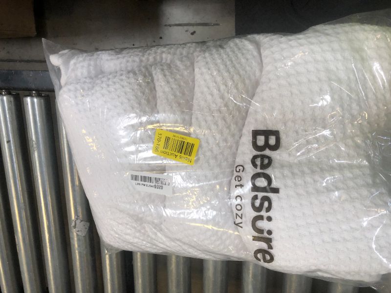 Photo 1 of Bedsure 100% Cotton Blanket Queen Size for Bed - Breathable and Soft, Waffle Weave Blanket for Summer Spring, White, 90x90 Inches