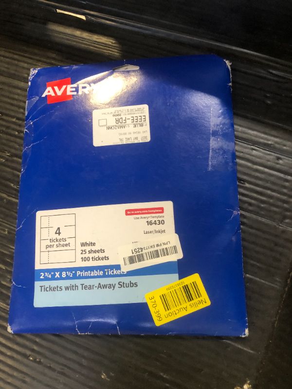 Photo 1 of Avery Printable Tickets, 2.75" x 8.5", Laser/Inkjet, 100 Total, Great for Raffle Tickets (16430)