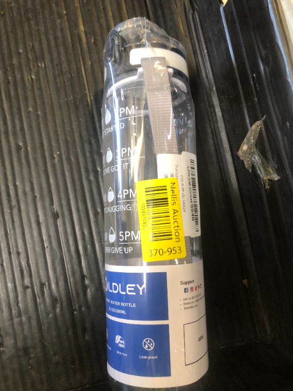 Photo 1 of OLDLEY Water Bottle, 32oz Motivational Sports Water Bottle with Time Marker - Times to Drink - Tritan, BPA Free, Wide Mouth Leakproof, Clear (1 Bottle)
