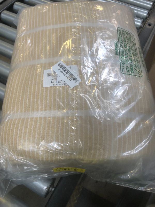 Photo 1 of Amgo 14' x 20' Beige Rectangle Sun Shade Sail Canopy Awning Fabric Cloth AGTAPR1420 - UV Blockage, Water & Air Permeable, Heavy Duty Commercial Grade, Outdoor Patio Garden (We Make Custom Size)