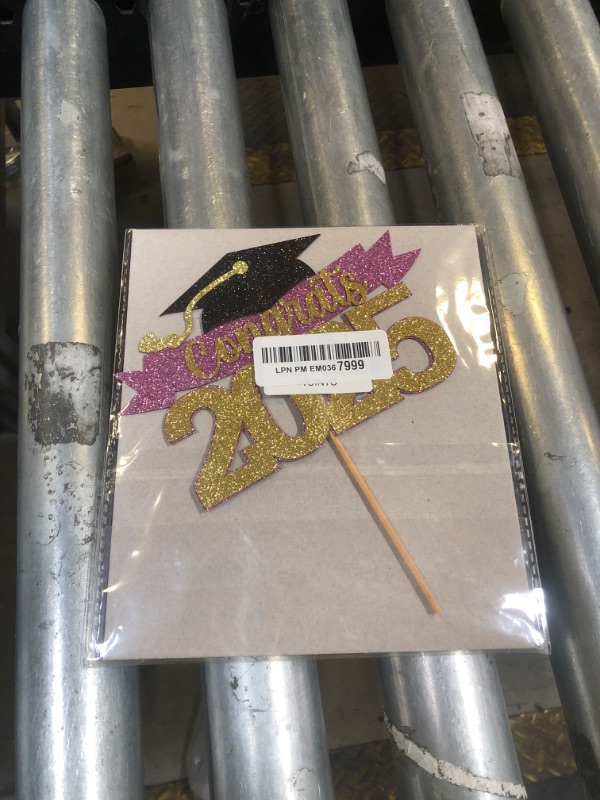 Photo 1 of YUINYO Glitter Congrats 2025 Cake Topper, Class of 2025 Cake Decorations, Congrats Grad Party Decor, High School/College/University Graduation Party Decorations (Purple gold)