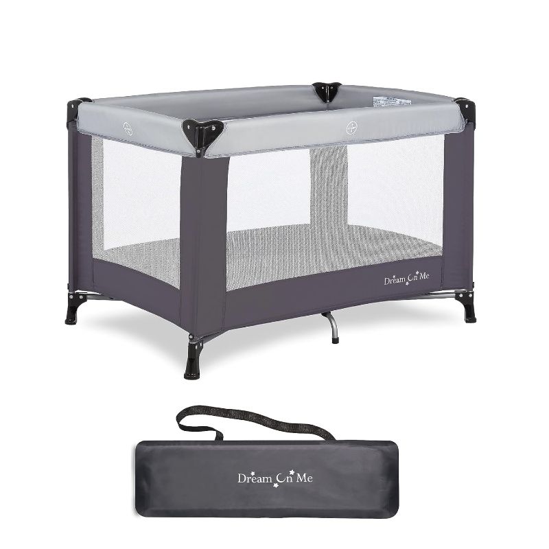 Photo 1 of Dream On Me Nest Portable Playard in Grey with Carrybag an Shoulder Strap, Lightweight, Packable and Easy Setup Baby Playard, Breathable Mesh Sides and Soft Fabric - Comes with a Removable Padded Mat