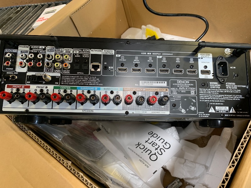 Photo 1 of Denon AVR-X1800H
7.2-channel home theater receiver with Dolby Atmos®, Bluetooth®, Apple AirPlay® 2, and Amazon Alexa compatibility
