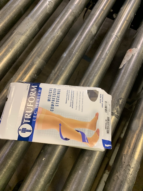 Photo 1 of Truform 20-30 mmHg Compression Stockings for Men and Women, Thigh High Length, Dot-Top, Open Toe, Black, Medium