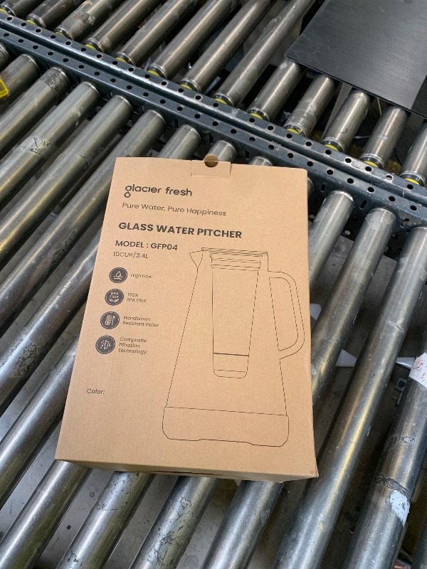 Photo 1 of GLACIER FRESH Glass 10 Cup Water Pitcher with 1 Filter of 3X Flow Rate, 5-Stage Filtration Reduces 99% Chlorine and Improve Taste, Eco-Friendly, Bpa Free, White
