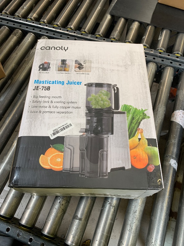 Photo 1 of Cold Press Juicer, 5.8" Wide Feed Chute Juice Extractor Machine with 400W, High Juice Yield, Slow Masticating Juicer for Whole Vegetables & Fruits, Metallic Silver
