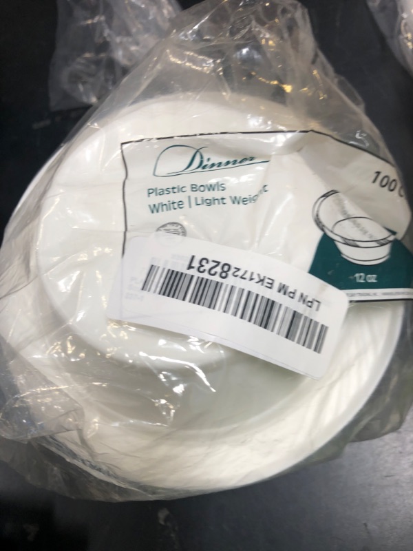 Photo 1 of PLASTICPRO 100 Count Disposable 12 ounce White Plastic Soup Bowls