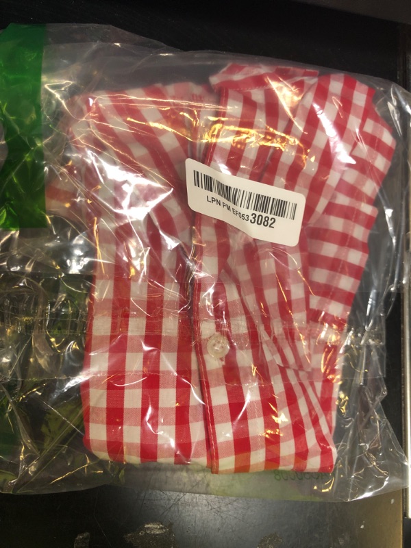 Photo 1 of Spring&Gege Boys' Short Sleeve Poplin Button Down Shirt Plaid Uniform Dress Shirts, Red Large Check Gingham, 4-5 Years