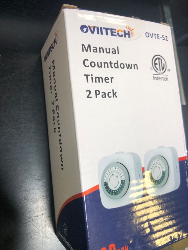 Photo 1 of 24 Hour Indoor Mechanical Timer with 2 Ground 3 Plug Socket Timer?30 min Daily on/Off Cycle for Lamps, Christmas Tree Lights, ETL Certified, White?2 Pack