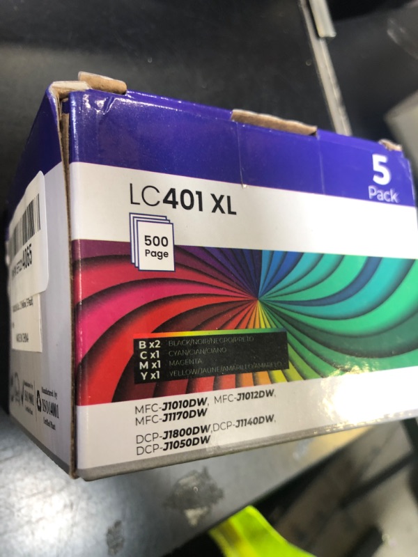 Photo 1 of LC401XL LC401 Ink Cartridges MFC-J1010DW MFC-J1170DW Compatible for Brother 401XL LC 401 XL Ink Cartridges 5-Pack for MFC J1010DW J1170DW J1012DW DCP-J1800DW Printer (2Black 1Cyan 1Magenta 1Yellow)