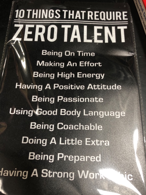 Photo 1 of 10 Things That Require Zero Talent Metal poster Inspirational Tin Sign for Teen Bedroom Decor Home Office Bedroom Classroom Cafes Motivational Wall Decor 8x12 Inch
