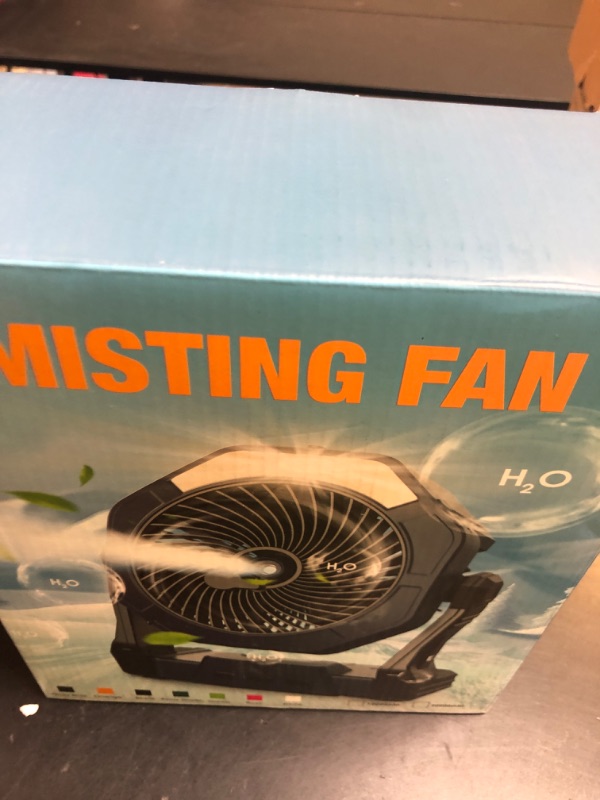 Photo 1 of Ausic 10W Misting Solar Fan, 250ml Portable Outdoor Fans with Solar Panel, 8 Inch Battery Operated Rechargeable Cooling Fans with Hook, Camping Water Spray Fan for Travel/Beach/Patios/Chicken Coop