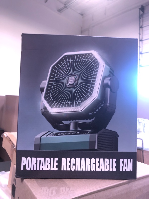 Photo 1 of Portable Rechargeable Fan - 9-Inch Camping Fan for Tent, 20000mAh(60Hrs) Battery Operated Fan for Camping, Auto Oscillation Cordless Fan, Tent Fan with Remote/Light, 4 Speeds, 4 Timing, Outdoor