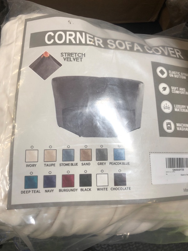 Photo 1 of MIFXIN Corner Sofa Cover 1 Piece Velvet Stretch Corner Couch Cover for Sectional Recliner Sofa Slipcover Reclining L Shape Sofa Couch Additional Seat (White)