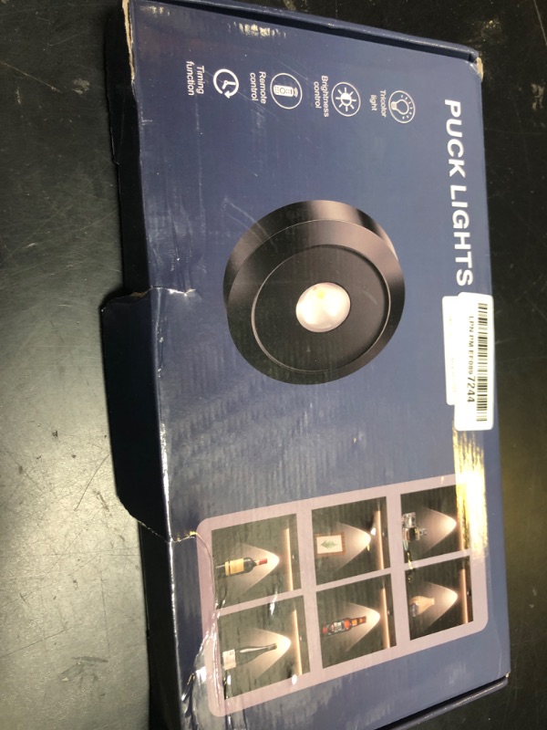 Photo 1 of 6 Pack Puck Lights with Remote Control, Rechargeable Closet Lights, Upgrade 1500mAh Battery Under Cabinet Light, 3 Color and Timing Function, Dimmable LED Tap Light, Stick on lamp, Push Lighting