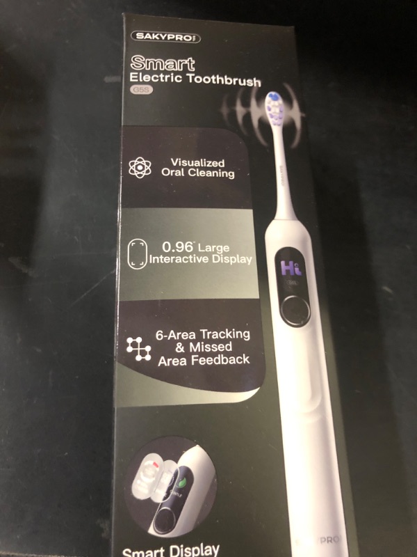 Photo 1 of SAKYPRORAL Electric Toothbrush with AI Smart Screen for Adults Kids | 150-Day Battery, Real-Time Brushing Map | Whitening Mode, 3-Min Timer, Travel Case | Family Sonic Electric Tooth Brush (G5S White)