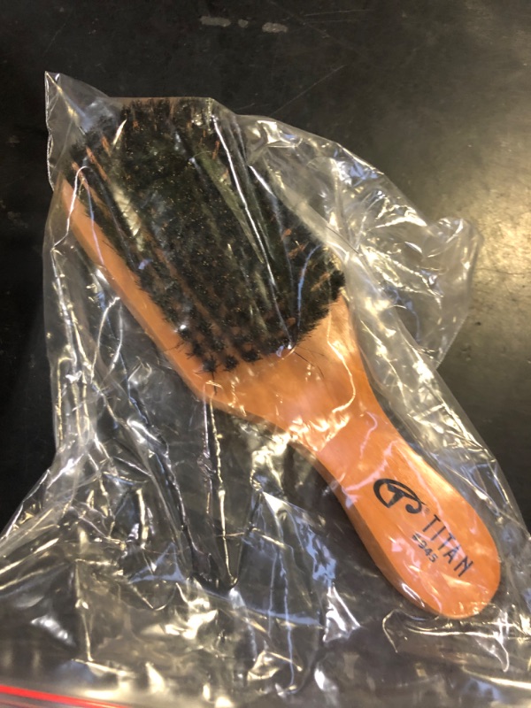 Photo 1 of Titan Club Wave Brush for Men - 100% Natural Boar Bristles, Durable Wooden Handle, Smoothing Brush for All Hair Types, Restores Shine and Waves