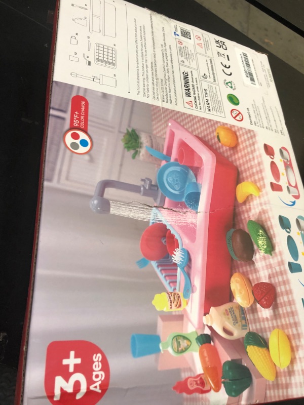 Photo 1 of CUTE STONE Color Changing Play Kitchen Sink Toys, Children Electric Dishwasher Playing Toy with Running Water,Upgraded Real Faucet and Play Dishes,Pretend Role Play Toys for Kids Boys Girls